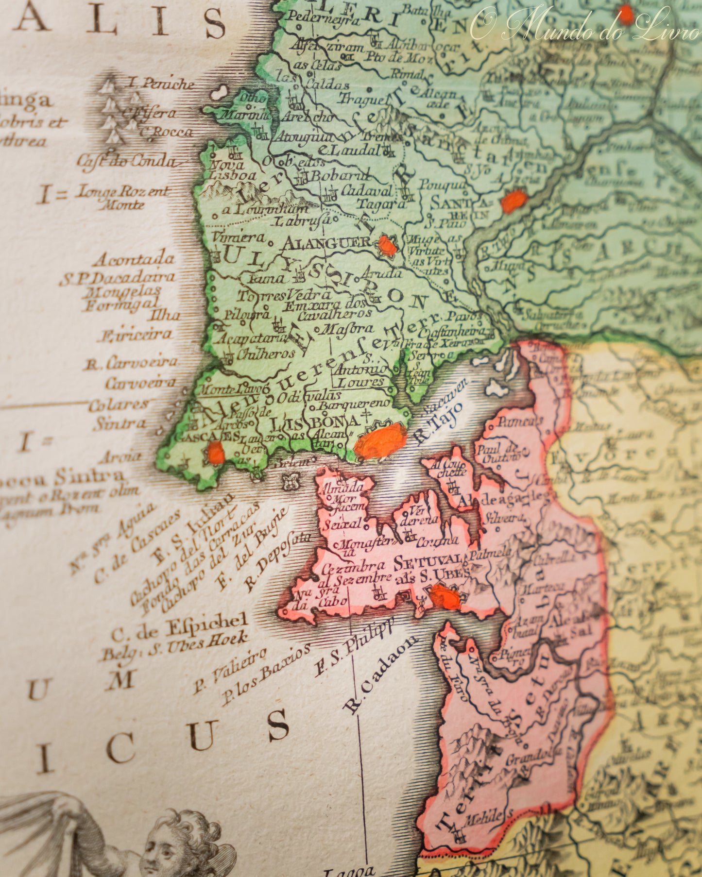 Regna Portugalliae et Algarbiae, cum adjacentibus Hispaniae Provinciis. Quibus in peculiari et minori Mappa adjunctum est Brasiliae Regnum Sumptibus et Studio.