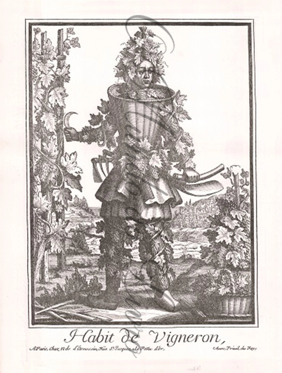 Habit de Vigneron: Reprodução da Série Profissões de Nicolas de Larmessin
