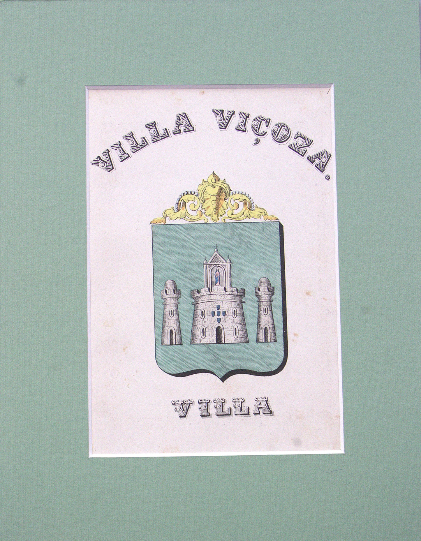 Gravura Original de Brasões de Portugal | Vila Viçosa