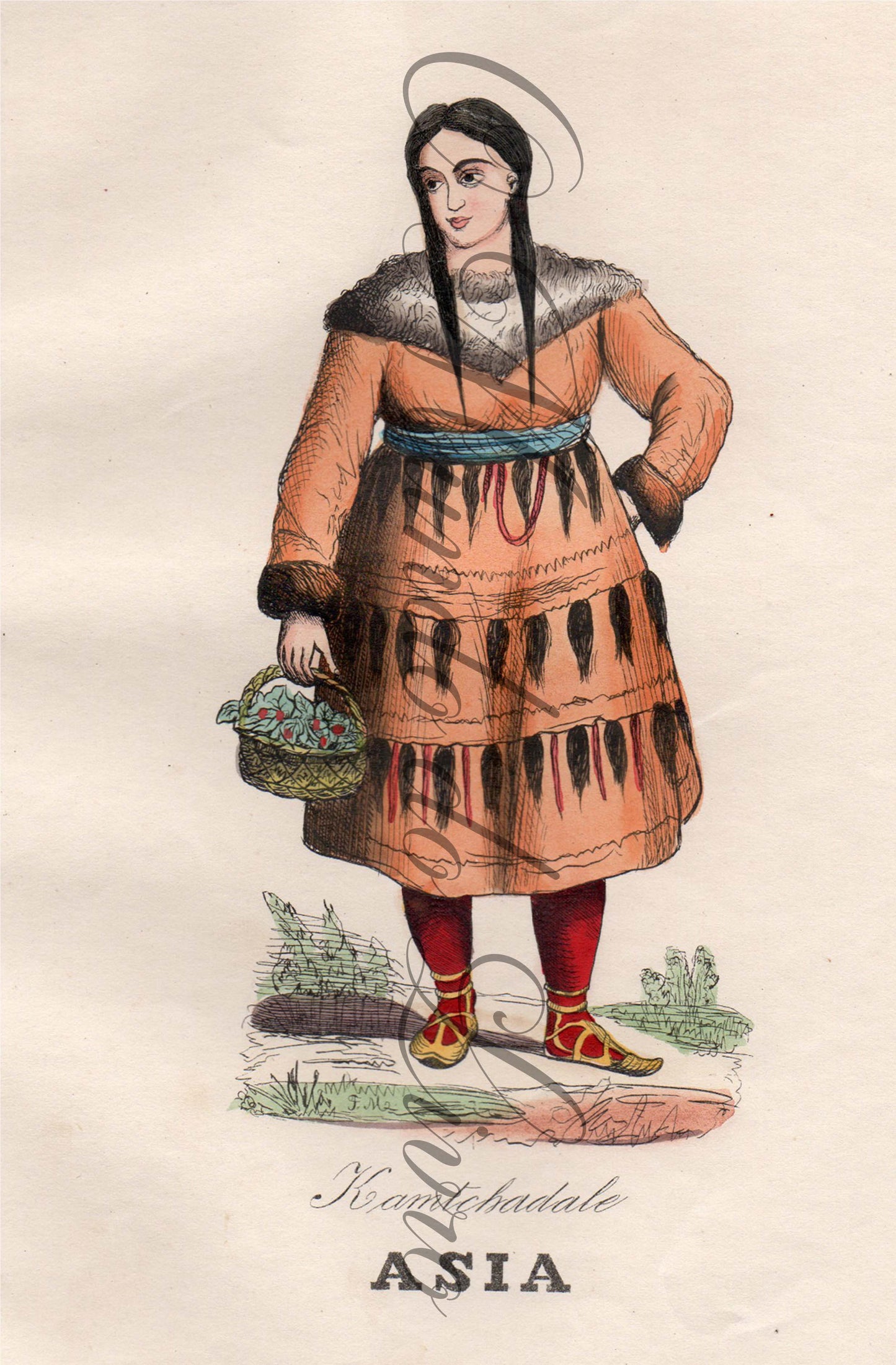 Original Engraving — Customs and Costumes of the Peoples of the World | Asia - Kamtchadale | Auguste Wahlen | 19th Century (Copy) (Copy) (Copy)