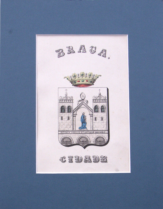 Gravura Original de Brasões de Portugal | Braga