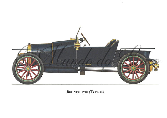 Reprodução de uma Gravura - Bugatti 1910 (Type 13)