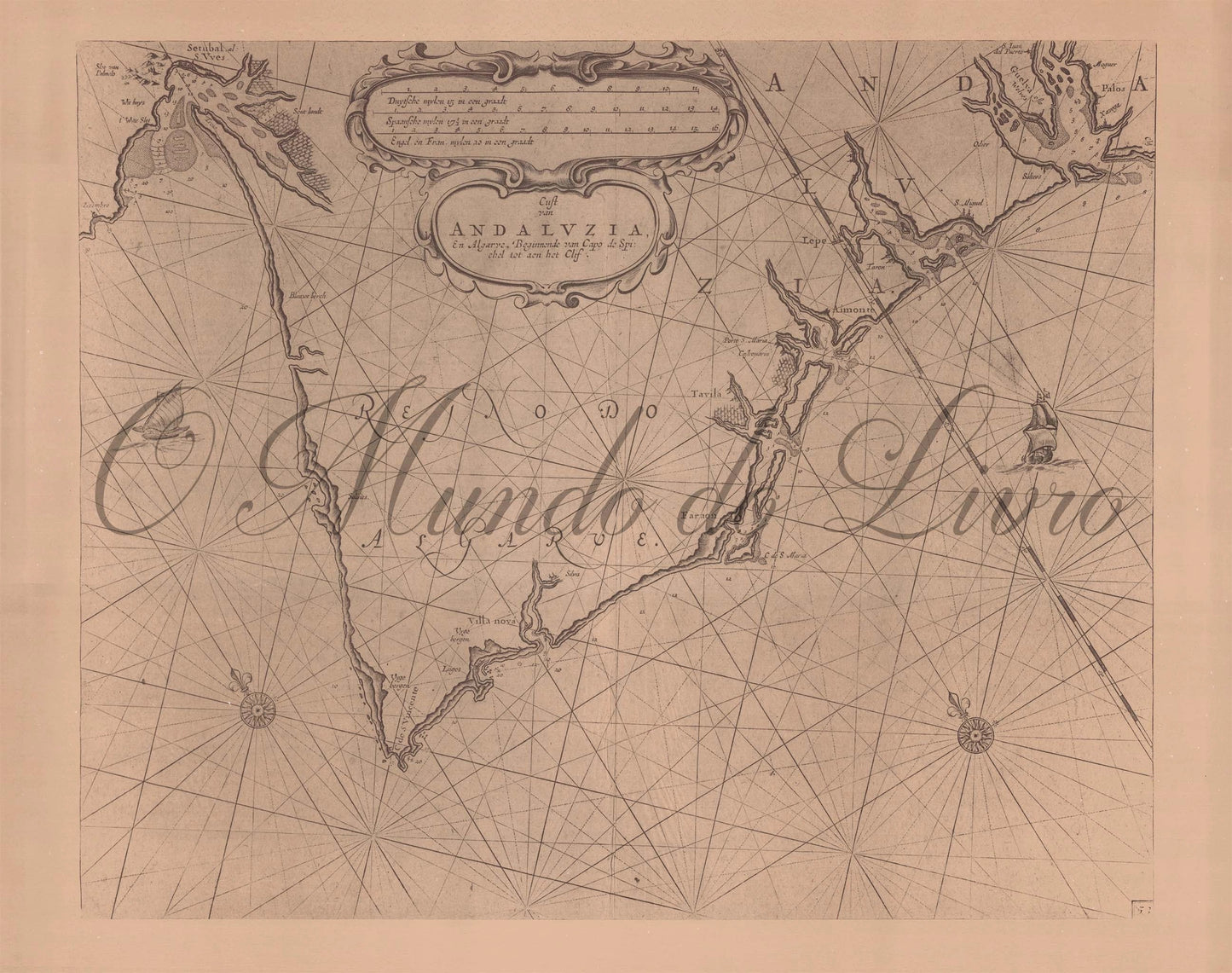 Reprodução de uma carta náutica de Setúbal ao Algarve - 217