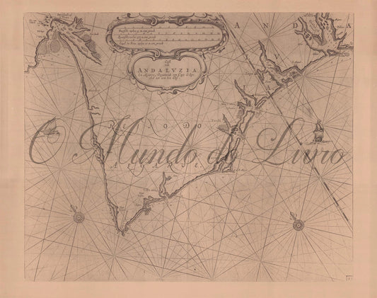 Reprodução de uma carta náutica de Setúbal ao Algarve - 217