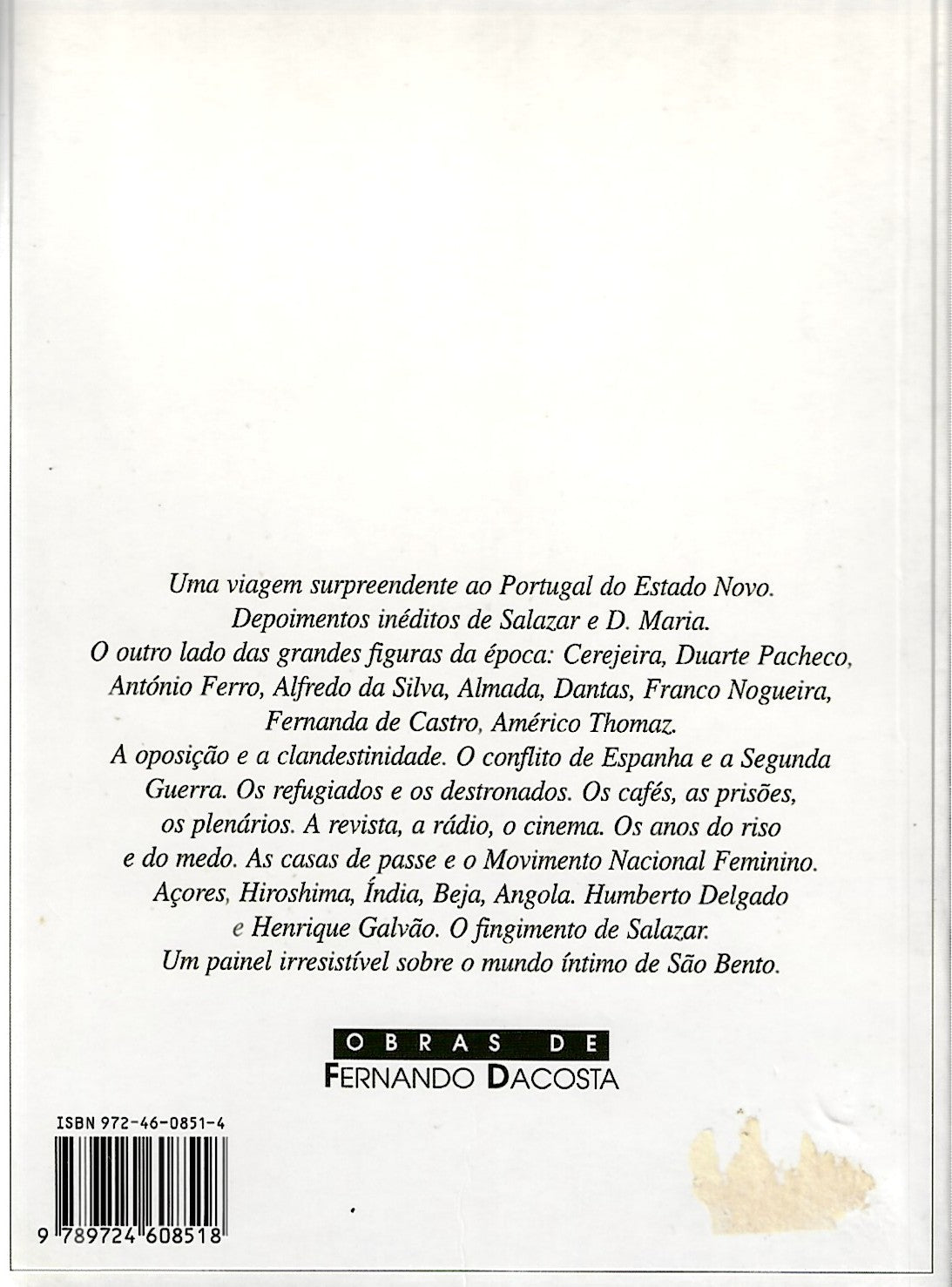 Coleção de Livros - máscaras de Salazar de Fernando Dacosta