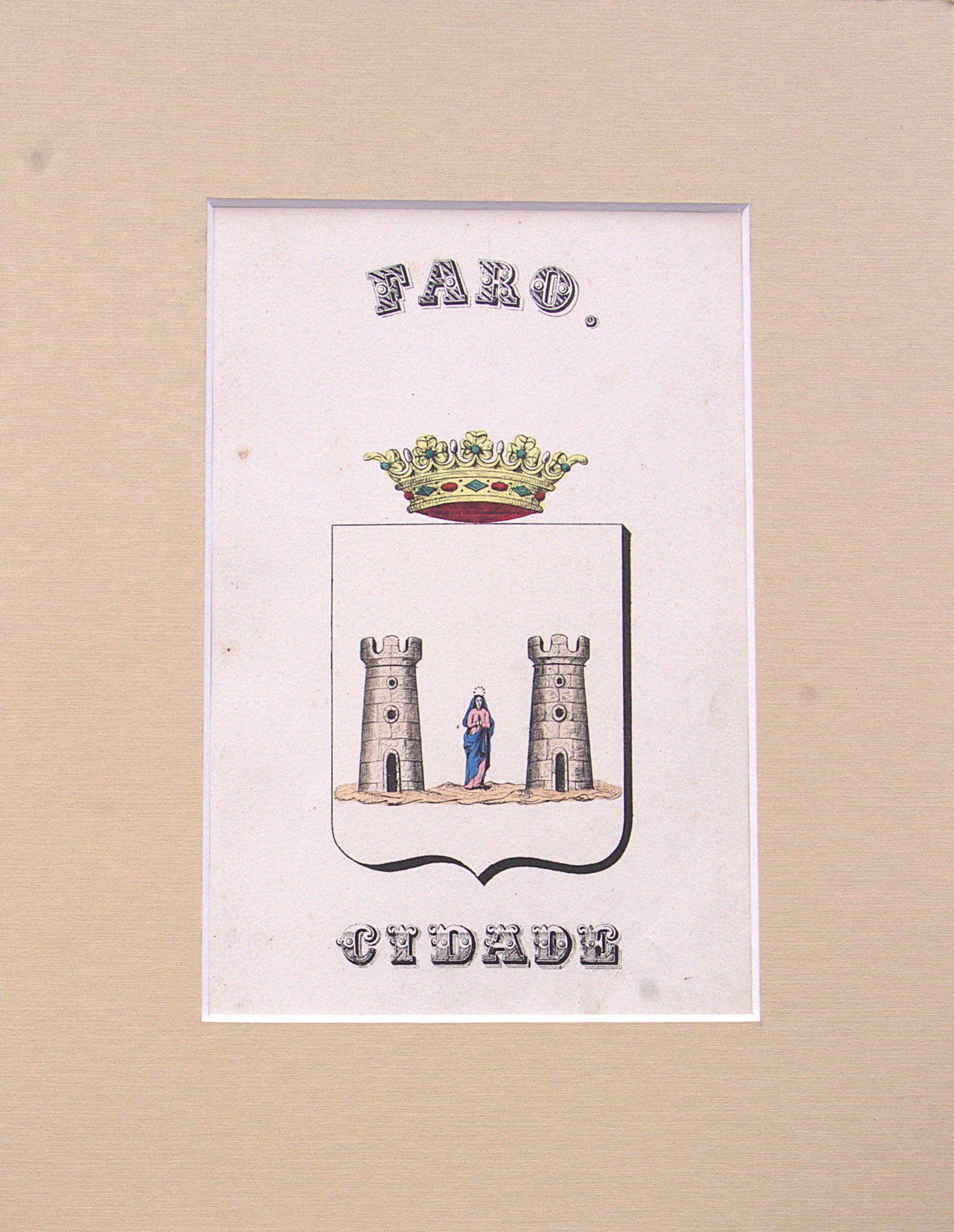 Gravura Original de Brasões de Portugal | Faro