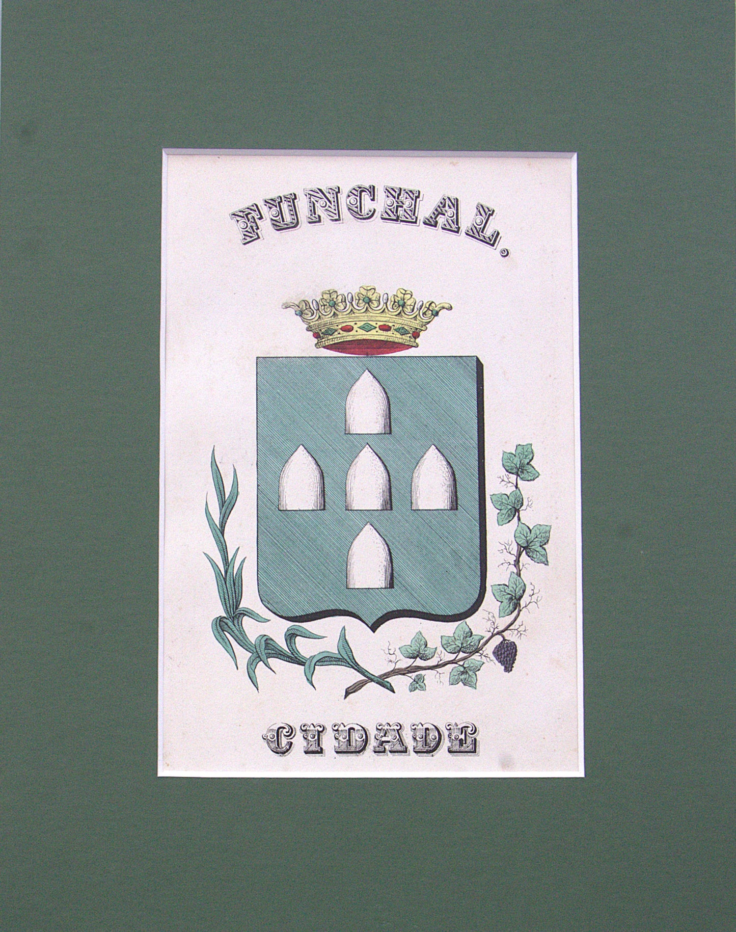 Gravura Original de Brasões de Portugal | Funchal