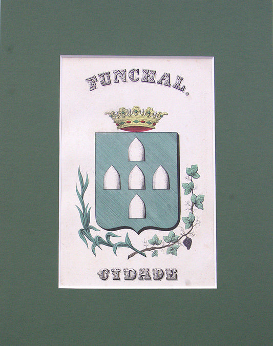 Gravura Original de Brasões de Portugal | Funchal