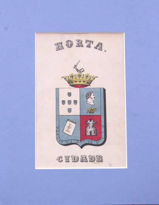 Gravura Original de Brasões de Portugal | Horta