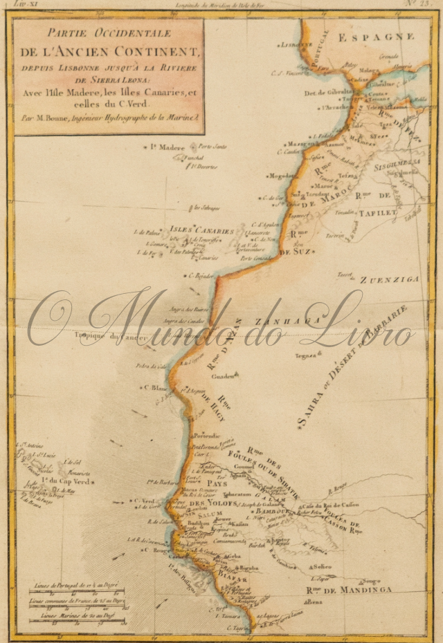 Partie Occidentale de l'Ancien Continent, depuis Lisbonne jusqu'a la Rivière de Sierra Leona: avec l'Isle Madere, les Isles Canaries, et celles du C. Verd