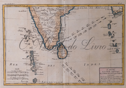 Carte de la Partie Inferieure de L'Inde en Deca du Gange (Contenat L'Isle de Ceylan, les Cotes de Malabar et Coromandel)