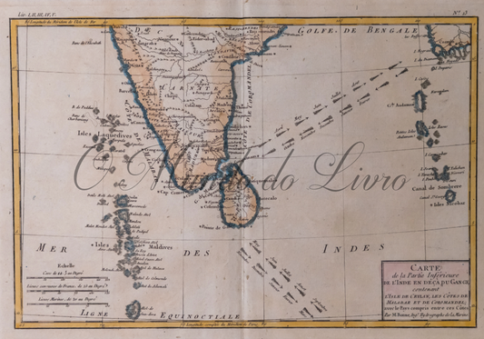 Carte de la Partie Inferieure de L'Inde en Deca du Gange (Contenat L'Isle de Ceylan, les Cotes de Malabar et Coromandel)