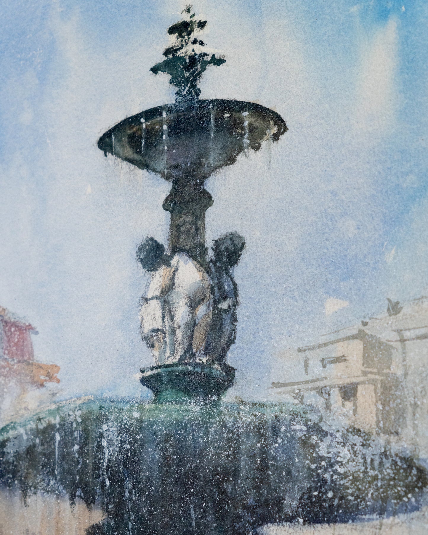 Aguarela Original - Fonte da Praça do Rossio