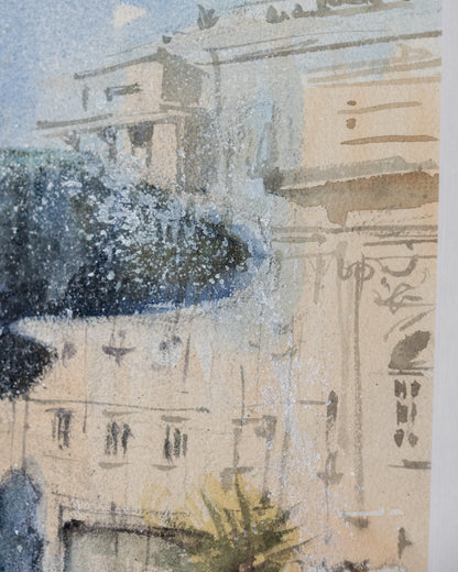 Aguarela Original - Fonte da Praça do Rossio