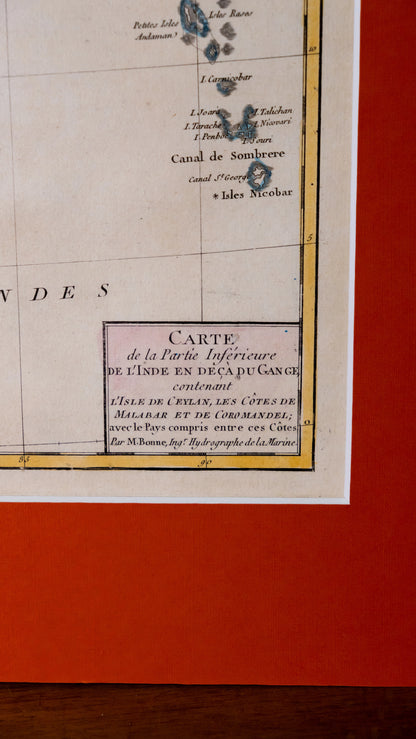 Carte de la Partie Inferieure de L'Inde en Deca du Gange (Contenat L'Isle de Ceylan, les Cotes de Malabar et Coromandel)