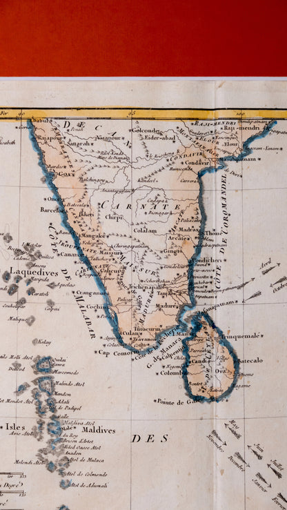 Carte de la Partie Inferieure de L'Inde en Deca du Gange (Contenat L'Isle de Ceylan, les Cotes de Malabar et Coromandel)