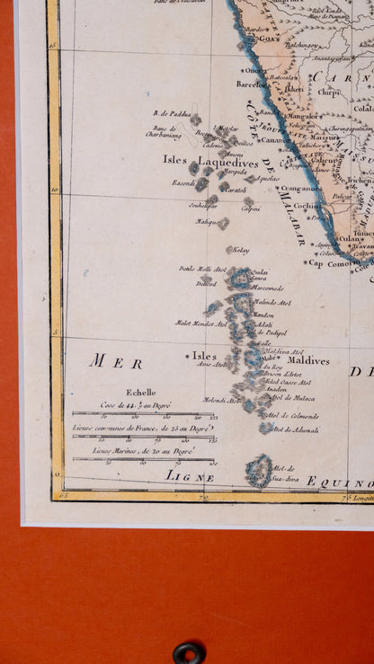 Carte de la Partie Inferieure de L'Inde en Deca du Gange (Contenat L'Isle de Ceylan, les Cotes de Malabar et Coromandel)