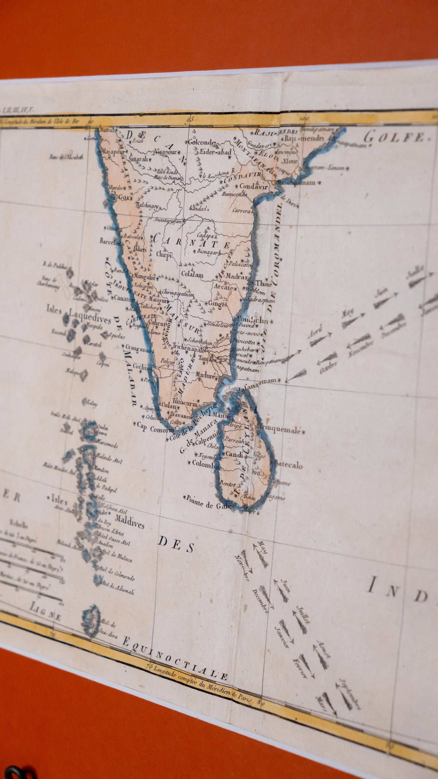 Carte de la Partie Inferieure de L'Inde en Deca du Gange (Contenat L'Isle de Ceylan, les Cotes de Malabar et Coromandel)