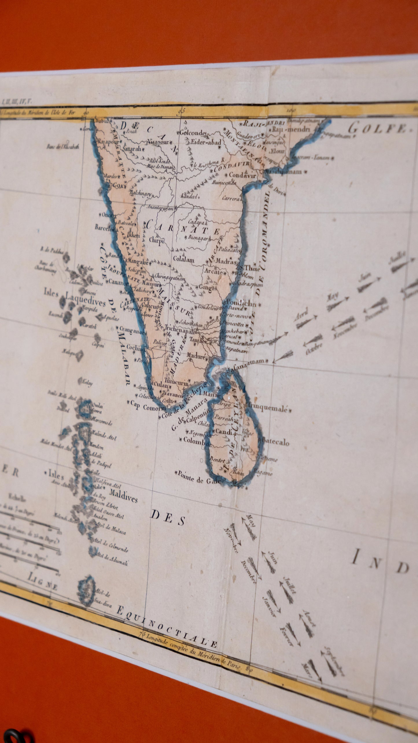 Carte de la Partie Inferieure de L'Inde en Deca du Gange (Contenat L'Isle de Ceylan, les Cotes de Malabar et Coromandel)