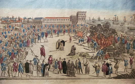 Gravura Original - Auto de Fé no Terreiro do Paço - Lisboa