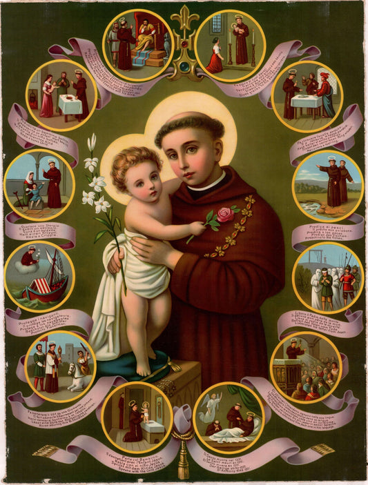 Gravura Original Antiga de Santo António
