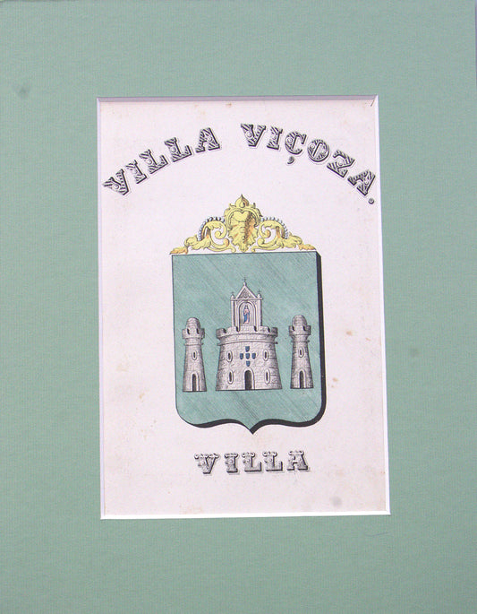 Gravura Original de Brasões de Portugal | Vila Viçosa