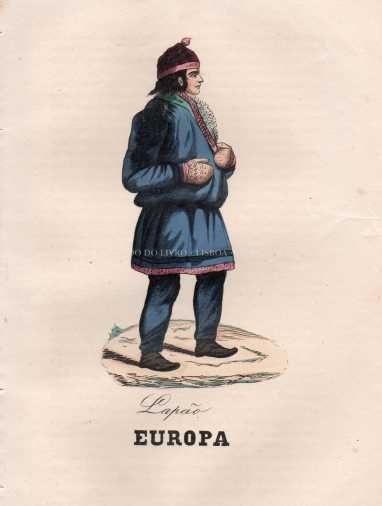 Gravura Original — Usos e Trajos dos Povos do Mundo | Europa - Lapão | Auguste Wahlen | Séc. XIX
