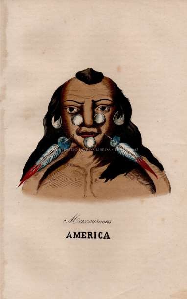 Gravura Original — Usos e Trajos dos Povos do Mundo | America - Maxouronas | Auguste Wahlen | Séc. XIX